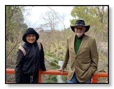 dan and nazy by creek in Kyoto