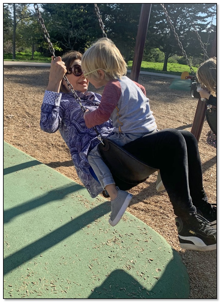 nazy and Arrow on the swings Feb 2020