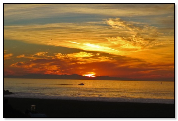 sunset with boat