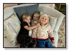 The SB children on the round chair Dec 2019