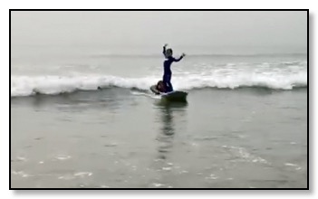 Tiger surfing with his Dad Sept 2020